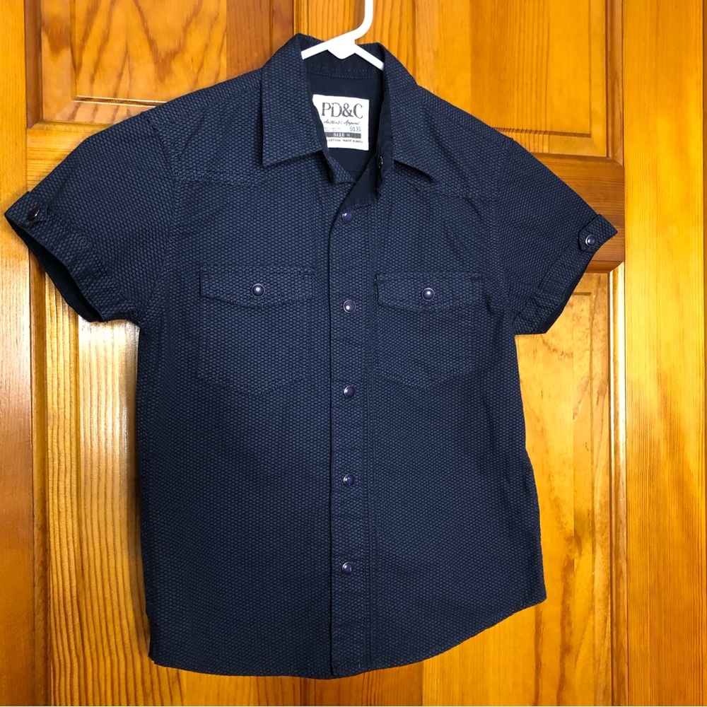 Size 5 short sleeve snap down blue shirt PD&C